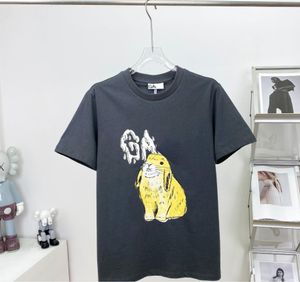 2023SS Gannisg Dames Designer T-shirt Beach T-veelzijdige glimlachende kleine konijnen Face Print Casual losse pullover korte mouw T-shirt kleding luli