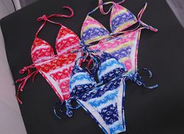 2023SS Hoogwaardige vrouwen Swimwear Fashion Letter Print Bikini Short Set Thongs Fashion beha Beach Party Sexy Push Up Bathing Suit Swing Swads Water Sport W357