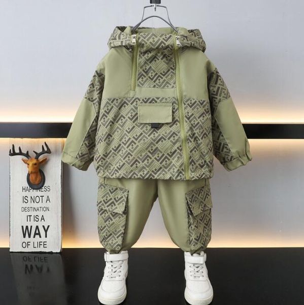 2023ss enfants vêtements de marque garçon fille vêtements ensembles fermeture éclair coupe-vent veste pantalon survêtement enfants manteau