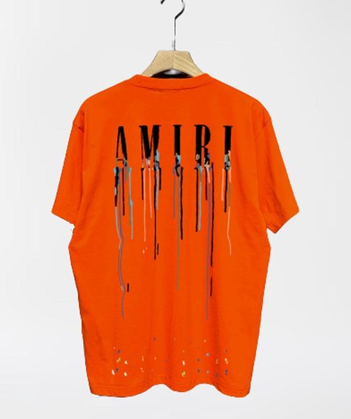 2023SS Mens THICHA Diseñadora Menores Mujeres de gran tamaño Moda impresa Man algodón Camas informales Camisas de caracol de Hip Hop Luxury Camisetas de color naranja
