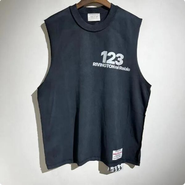 2023ss Top qualité lavé sans manches t-shirts décontracté Graffiti gilet T-shirt haut court Streetwear vêtements pour hommes vêtements pour femmes