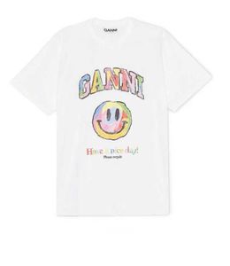 2023ss femmes Designer t-shirt arc-en-ciel petite fleur imprimé gris décontracté hauts à manches courtes