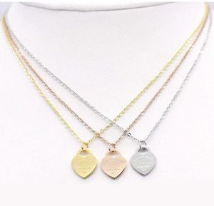 2023Staïneloze staal hartvormige ketting Korte vrouwelijke sieraden 18k goud titanium perzik hart hanger voor vrouwenmode