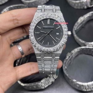 2023 De nieuwste hiphophorloge voor heren in 2023 Grote diamanten horloge ring topkwaliteit geëlektropleerd glanzend horloge cz diamanten