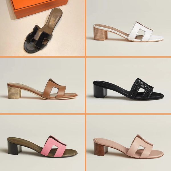 2023Top Classic Designer Sandales de luxe Talons hauts pour femmes Chaussures plates Noir Marron Piscine Sandales décontractées pour femmes avec boîte sac à poussière
