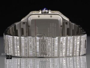 2023Trending y Iced Out Handset Baguette Moissanite bezaaid Diamond Watch Automatic Mov