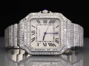 2023 TRENDAND Y ICED OUT COBLISET BAGUETTE MISSANITE MONTRE CARDADE MONTRE AUTOMATIQUE Mouvement Stainl