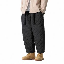2023 hiver épaissi coton rembourré pantalon hommes décontracté chaud pantalon style chinois pantalon sportwear cordon de serrage solide pantalons de survêtement k0RN #