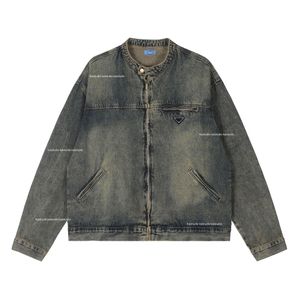 2023 Design Amerikaanse retro denim jas heren en dames wasbaar oud ontwerp Veelzijdige losse rits jas top