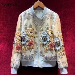 2023Femmes Vestes Svoryxiu Designer Custom Made Automne Hiver Outwear Vintage Gold Line Jacquard Perles Luxe Tops Manteau 220929