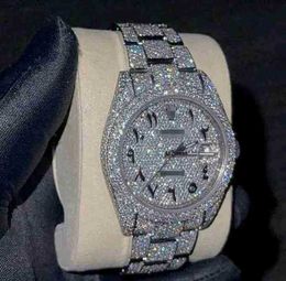 2023 Montres-bracelets 2023 La personnalisation de la montre en diamant de pierre Mosang peut passer le tt de la montre étanche à mouvement mécanique automatique pour hommes