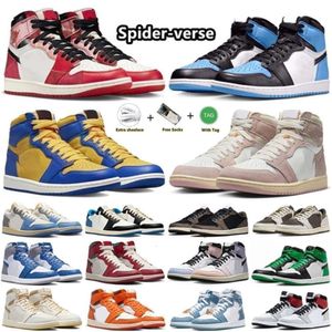 2024 1 1S basketbalschoenen Spider-verse Spiderverse Unc Toe Craft Reverse Laney Washed Pink Lost and Found Lucky Green Patent True Blue sneakers voor heren