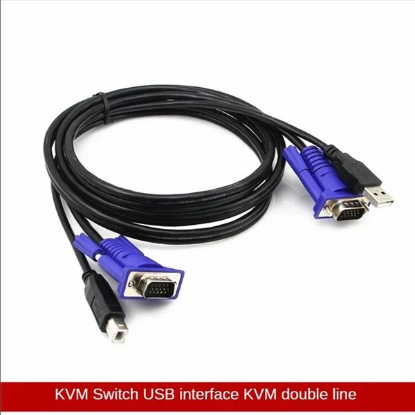 2024 1.5m USB 2.0 Tipo A a B KVM VGA Switch Cable USB 4PIN + VGA SVGA 15PIN PC PC Monitor de impresora de la computadora portátil Adaptador para KVM