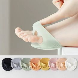 2024 1 par de cinco dedos de los dedos para mujeres para mujeres en tacones altos plantillas de cuidados para el dolor de pie invisible absorbe calcetines de choque de la almo