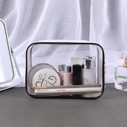 2024 1 PC Sac cosmétique transparent PVC Travel Organisateur Sac à fermeture éclair Clear Imperproof Women Makeup Sac dropshipping for Clear PVC Cosmetic Sac