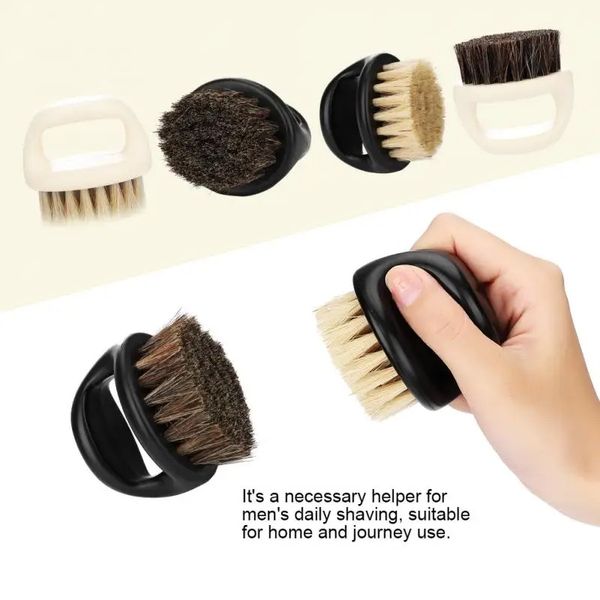 2024 1 pcs anneau Design Horse Pristle Men de rasage Brosse en plastique Portable Broise Brosse de barbe Salon Nettoyage Razor Brosse pour la barbe portable