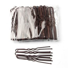 2024 100 pcs/bolsa 6 cm de aleación en forma de U clips de cabello ondulados Pins de bobby de metal simples Barrettes Peinvalos de novia Pina de pelo para nupcial