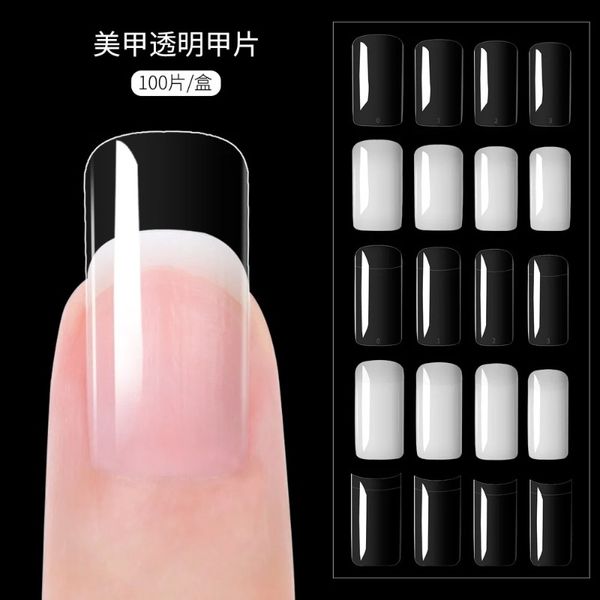 2024 100pcs / boîte cercueil transparent Capsules de faux ongles