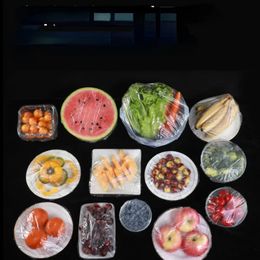 2024 100 -stcs Wegwerp voedselomslag koelkast Fruit Fruit Stretch Restovers Beveiliging Flim stofdichte kommen Caps Caps Bag Voedsel Cover