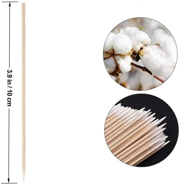 2024 100pcs uñas de madera de algodón de algodón de algodón limpio brotes punta de madera algodón manicura detalle corrector de esmalte de uñas