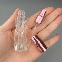 2024 10 ml de vidrio de oro rosa portátil portátil de perfume recipiente cosmético contenedor cosmético atomizador de pulverización vacío