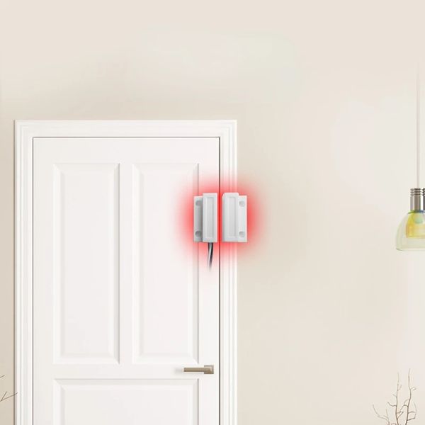 2024 10PAIR HC-38 Sensor de ventana de puerta con cable de 330 mm Almacenamiento del alambre al azar Sistema de alarma del hogar Tipo N.C para el sistema de alarma en el hogar