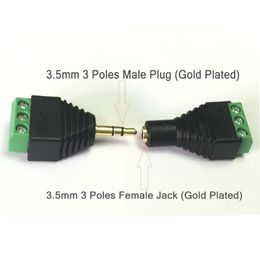 2024 10 stcs CCTV Phono plug -aansluiting 35 mm mannelijke / vrouwelijke adapter met 3 pins AV -schroef Balun Terminal Connector CCTV Phono Plug Jack 3 polen