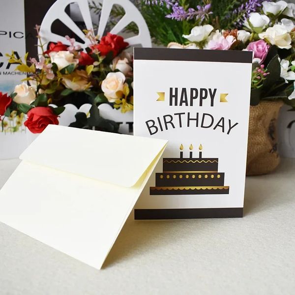 2024 10pcs tarjetas de agradecimiento personalizadas Tarjeta de cumpleaños a granel para niños tarjetas de notas con sobres invitaciones en blanco dentro de cartas de felicitación