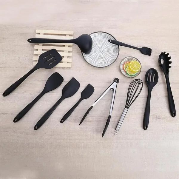 2024 10 piezas/set Juego de utensilios de cocina antiadherentes Spatone Spoon Cocina Utensilios Herramientas de cocina de cocina de bricolaje para la cocina Spátula de silicona para