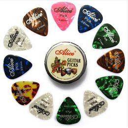 2024 20/12/24 PCS Colorido Celuloide Pick Plectrum en una linda caja de metal redonda Musical Electric Musical Instrument Guitar Pick1.Para