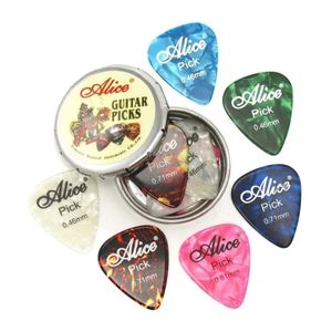 2024 20/12/24 PCS Colorido Celuloide Pick Plectrum en una linda caja de metal redonde