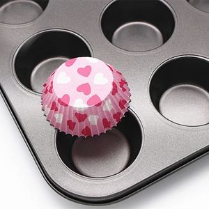 2024 12 kopjes DIY Cupcake bakplaatgereedschap Nitstick stalen mal ei taart bakplaat schotel muffin cake mal ronde koekje pan voor cupcake