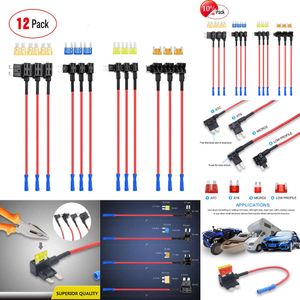 Paquete de 12 fusibles de circuito adicional automotriz de 12V, ATOATC ATM APM, 4 tipos de portafusibles, suministros eléctricos, 2024