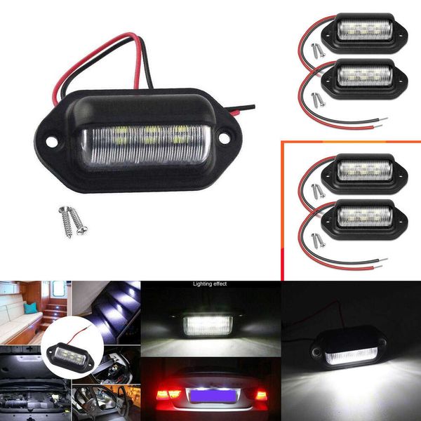 2024 12V 6 Licencia de matrícula de licencia de automóvil LED para SUV Auto RV Railer Luz trasera Luces de placa de matrícula Accesorios para el automóvil