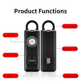 2024 130DB Zelfverdediging Emergency Alarm Keychains Persoonlijke bescherming Alarmveiligheid Beveiliging Anti-aanval Loud alarm voor meisjes Women Persoonlijk