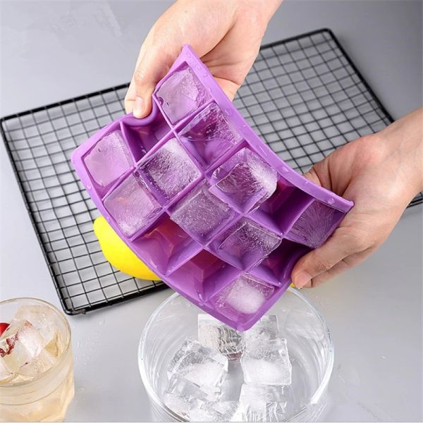 2024 15/24 Cavidad Silicona Cubo de hielo Bandeja con tapa Cubo de hielo Molde alimento Grado de silicona Whisky Beber fabricante de helados de chocolate para