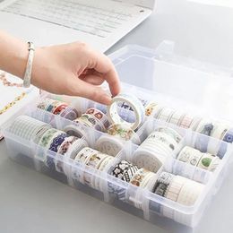 2024 15 compartiments Clear Crafts Organisateur Boîte de rangement transparent pour les fournitures d'art Washi Tape et Sticker Stationery Craft Organizer