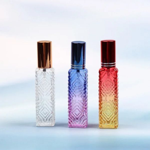 2024 15 ml bouteille de parfum en verre carré coloré MINI MINI FRAUTRANCE COSMETIQUE Boulace pulvérisation Flacons en verre rechargeables - Pour le verre