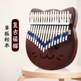 2024 17 teclas Kalimba Thumb Piano lindo instrumento musical de caoba rosa