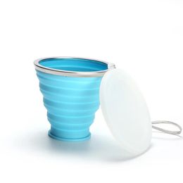 2024 180 ml / 250 ml de tasse de pliage rétractable en silicone portable avec couvercle télescopique pliable tasse de boisson extérieure