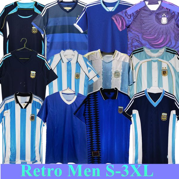 2024 1978 1986 1998 Argentine Retro Soccer Jersey Kit Maradona 1994 1996 2006 Kempes Batistuta Riquelme HIGUAIN KUN AGUERO CANIGGIA AIMAR Chemises de football shorts hommes