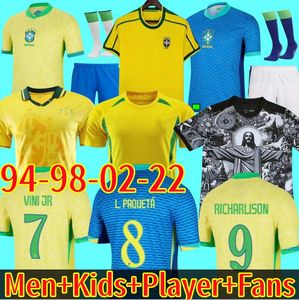 2024 1998 Retro Brasils 10 Pele Soccer Jerseys 2002 24 25 Carlos Romario Ronaldo Ronaldinho Shirts 2004 1994 Brazilië 2006 1982 Rivaldo Adriano Kaka