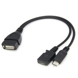 2024 1PC 2 in 1 OTG Micro USB -gastheer Power y Splitter USB -adapter tot Micro 5 Pin mannelijke vrouwelijke kabel1.voor OTG Micro USB Splitter