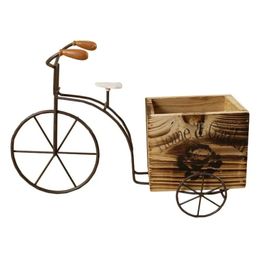 Maceta elegante y útil para flores, Macetas para plantas, accesorios de jardín, adorno de diseño de bicicleta de madera para el hogar, jardín de flores, 2024, 1 ud.
