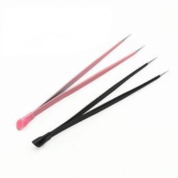 2024 1PC roestvrijstalen siliconen reliëf stick met rechte kop pincet pincet steentjes sticker picker 2 heads nail art tools voor