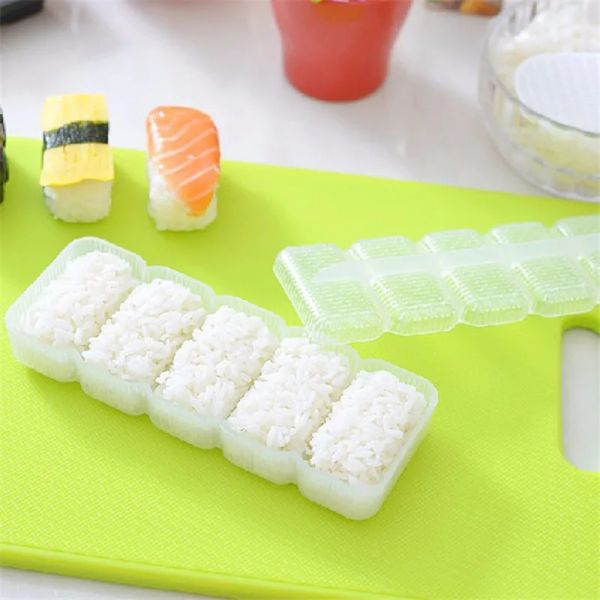 2024 1 PPCS Molde de sushi Japón Bola de arroz 5 Rolls Maker Non Stick Press Bento Herramienta Laver Bola de arroz Pressing Molde Claro, aquí hay 3 cola larga