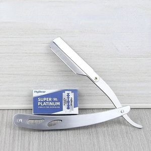 2024 1PCS Men's Razor Professional Manual Straight Razor Razor Folding roestvrijstalen gezichtshaarverwijdering gratis 10 messen heren scheermessen voor