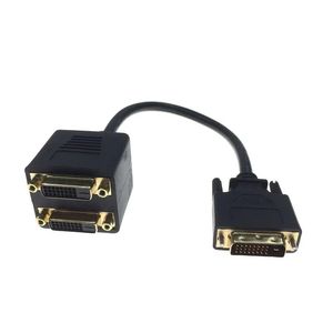 2024 1x2 DVI Splitter Adapter Cable 1-DVI mâle à DVI24 + 1 Connecteur d'or 24K femelle pour HD1080P HDTV Projecteur PC ordinateur