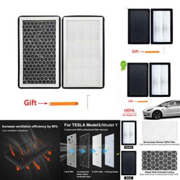 2024 2 stuks luchtfilter voor Tesla Model 3 Model Y 2022 Hepa luchtfilter met actieve airconditioner filterelement vervanging