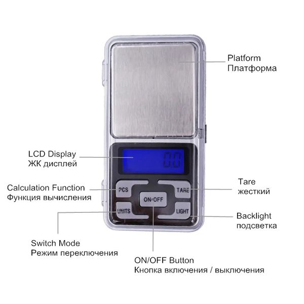 2024 200G/300G/500G X 0.01G /0.1G MINI ELECTRÓNICO Balance digital Pantalla LCD con escala de peso de la joyería de fondo